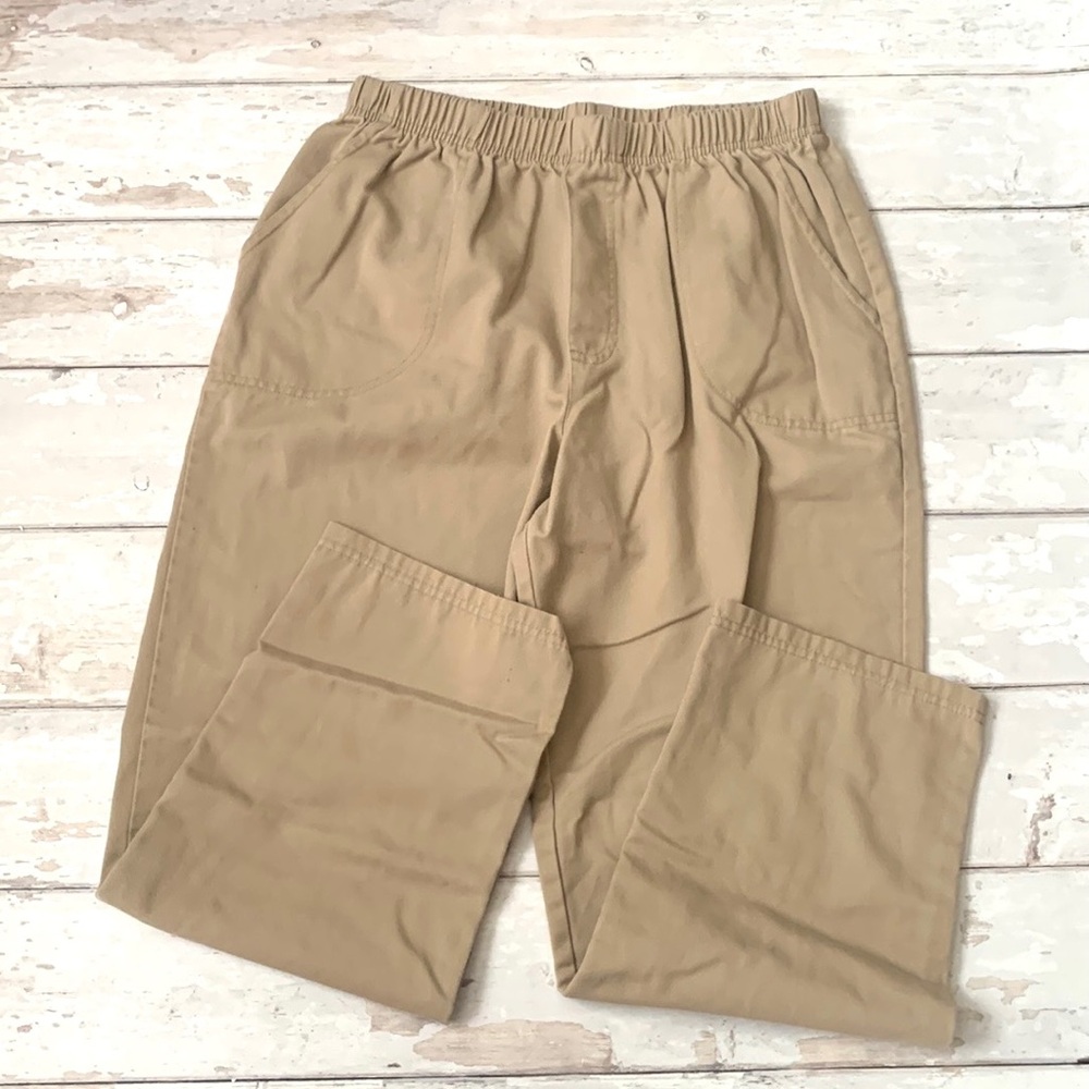 White Stag Size 12 Petite Length Khaki Tan Brown Slacks Pull On Pants Womens
